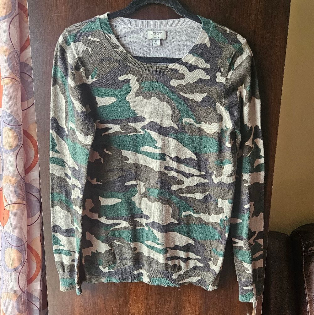 J. Crew Camo 100% Cotton Thin Sweater